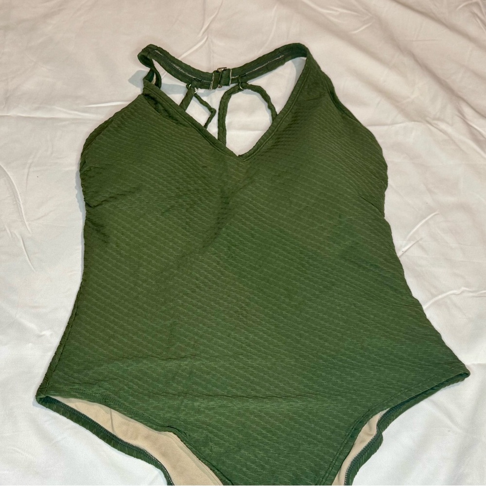 Green Halter One-Piece Swimsuit